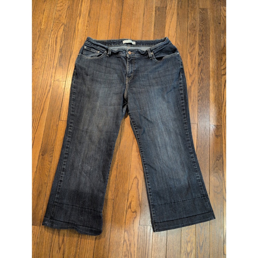 Levis‎ 580 Bootcut Jeans Womens 16W Dark Wash Cropped Capri Stretch Denim PLUS